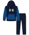 Under Armour Kids' Rival Performance Fleece Hoodie & Sweatpants Set In Blue