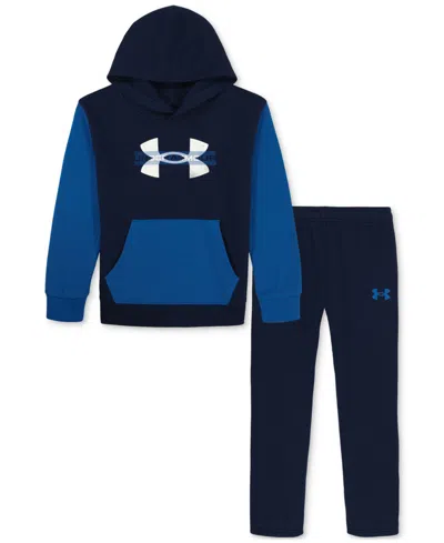 UNDER ARMOUR TODDLER AND LITTLE BOYS 2-PIECE COLOR BLOCKED FLEECE HOODIE AND JOGGER PANTS SET