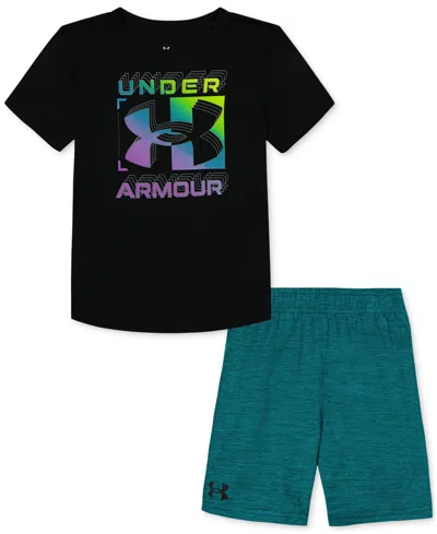 Under Armour Kids' Toddler & Little Boys Logo Card T-shirt & Shorts, 2 Piece Set In Black