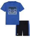 Under Armour Toddler And Little Boys Logo T-shirt & Shorts Set In Team Royal