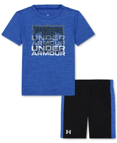 Under Armour Kids' Toddler And Little Boys Logo T-shirt & Shorts Set In Team Royal