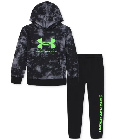 Under Armour Babies' Toddler & Little Boys Rival Printed Fleece Hoodie & Jogger Pants, 2 Piece Set In Blue
