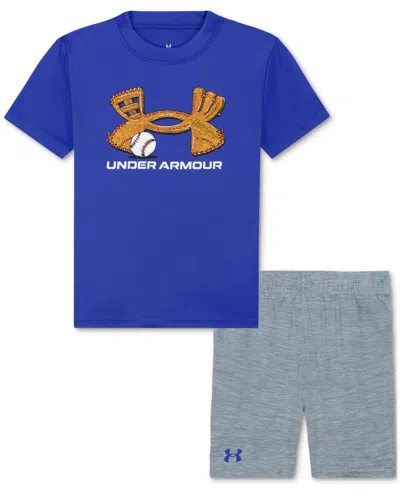 Under Armour Kids' Toddler & Little Boys Tech Baseball T-shirt & Shorts, 2 Piece Set In Team Royal