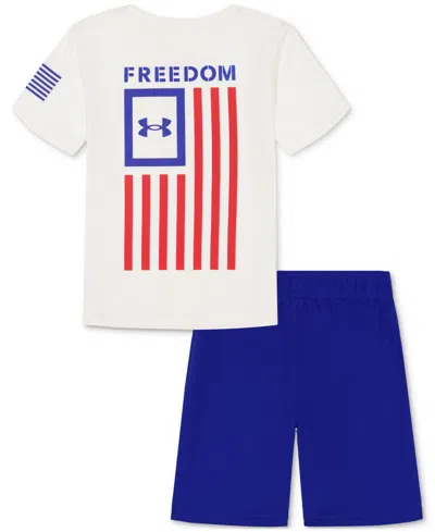 Under Armour Kids' Toddler & Little Boys Ua Freedom Flag Graphic T-shirt & Shorts, 2 Piece Set In White