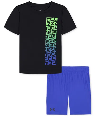 Under Armour Kids' Toddler & Little Boys Ua Tech Logo T-shirt & Shorts Set In Black