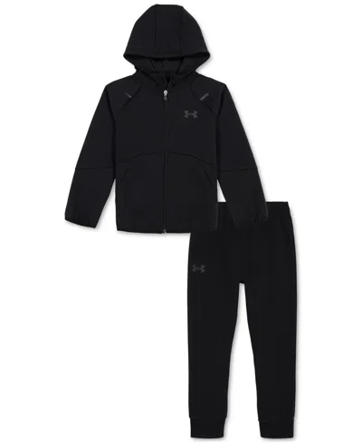 Under Armour Kids' Toddler & Little Boys Unstoppable 2-pc. Full-zip Hoodie & Joggers Set In Black