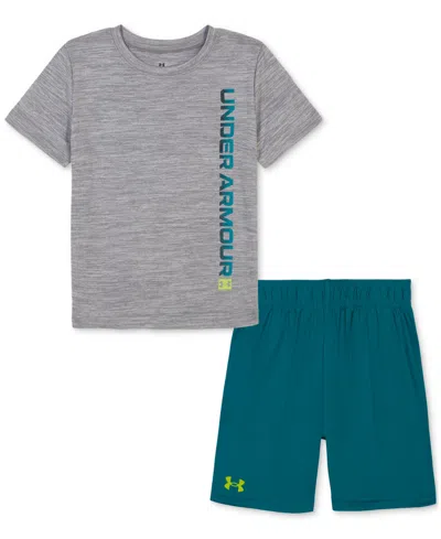 Under Armour Kids' Toddler & Little Boys Wordmark Logo T-shirt & Shorts, 2 Piece Set In Mod Gray