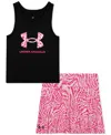 Under Armour Toddler And Little Girl Tank Skort Set In Black