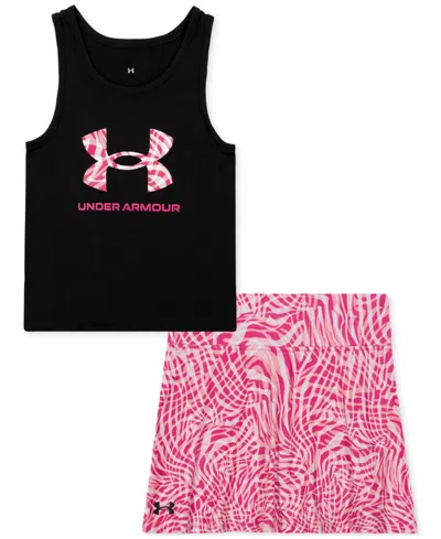 Under Armour Kids' Toddler And Little Girl Tank Skort Set In Black