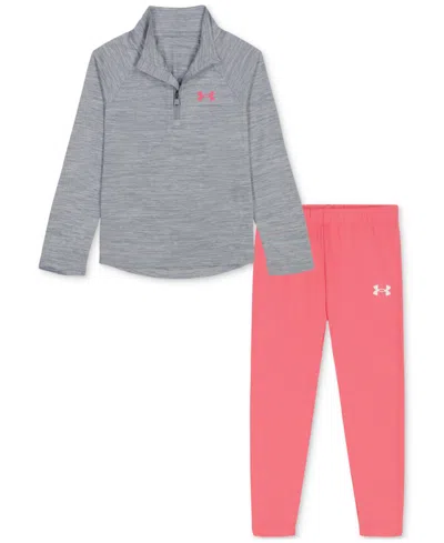 UNDER ARMOUR TODDLER & LITTLE GIRLS 2-PC. TWIST TECH 1/4-ZIP SWEATSHIRT & LEGGINGS SET