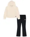 Under Armour Toddler And Little Girls 2-piece Velour Hoodie And Flare Pants Set In Neutral