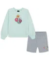 Under Armour Toddler & Little Girls Crewneck Top & Bike Shorts, 2 Piece Set In Blue