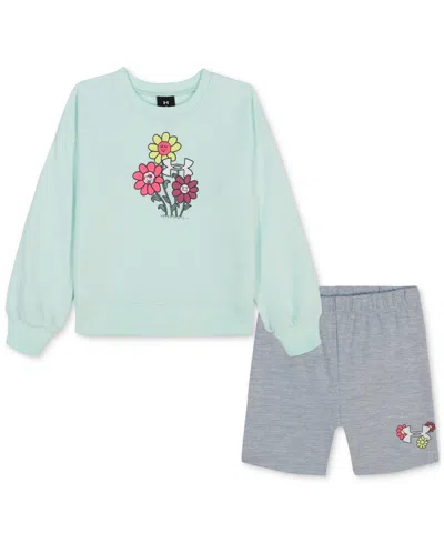 Under Armour Kids' Toddler & Little Girls Crewneck Top & Bike Shorts, 2 Piece Set In Blue