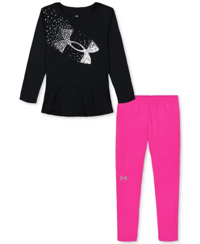 Under Armour Kids' Toddler & Little Girls Logo Tunic & Leggings, 2 Piece Set In Black