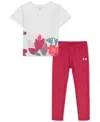 Under Armour Toddler & Little Girls Printed T-shirt & Leggings, 2 Piece Set In White