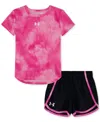 Under Armour Toddler & Little Girls Printed T-shirt & Woven Shorts, 2 Piece Set In Rebel Pink