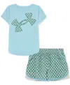Under Armour Toddler & Little Girls T-shirt & Printed Woven Shorts, 2 Piece Set In Stream
