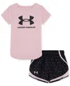 Under Armour Toddler & Little Girls T-shirt & Woven Shorts, 2 Piece Set In Prime Pink