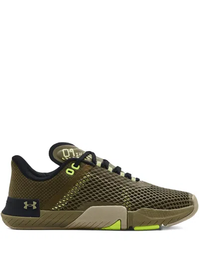 Under Armour Tribase Reign 4 "tent/black/khaki" Sneakers In Green