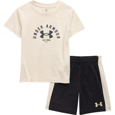 Under Armour Kids'  Twist Bar Down Short Sleeve T-shirt & Shorts Set In Neutral