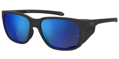 Under Armour Ua Glacial Polarized 003/7n Men's Sunglasses Black Size 58 In Blue