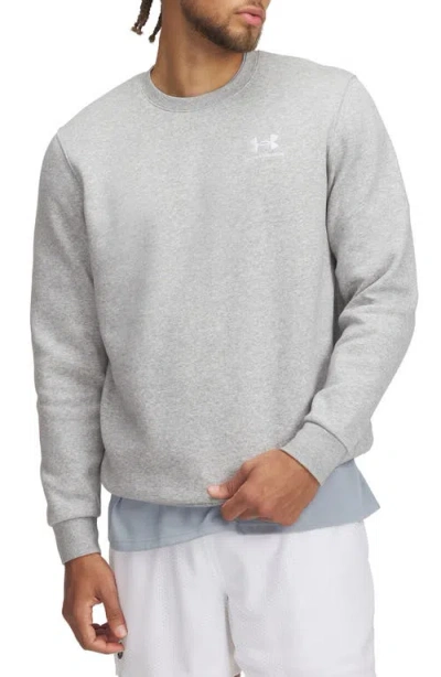 Under Armour Mens  Essential Fleece Crew In White/mod Gray