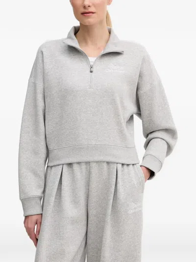 Under Armour Ua Rival Script Quarter-zip Cropped Sweater In Black