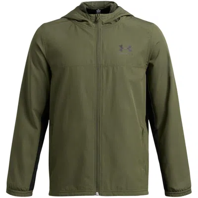 Under Armour Ua Rival Woven Boys Jacket In Mrne Grn/blk