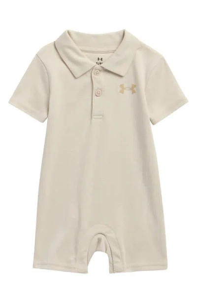 Under Armour Babies'  Ua Solid Polo Romper In Neutral