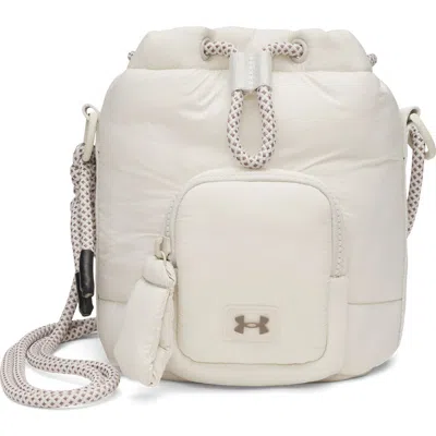 Under Armour Ua Studio Water Resistant Puffer Bucket Bag In Summit White
