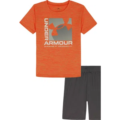 Under Armour Kids'  Ua Tech™ Twist Logo Graphic T-shirt & Shorts Set In Orange