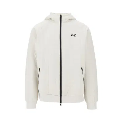 Under Armour Ua Unstoppable Fleece Textured Fullzip Hoodie In White