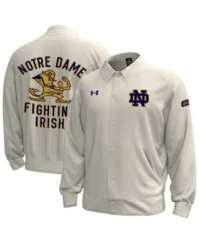 Under Armour Under Armor Men's Stone Notre Dame Fighting Irish Gameday Icon Full-snap Fleece Jacket In Gray