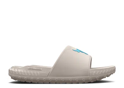 Under Armour Project Rock 3 Slide 'grey Matter Blue Surf' In Gray