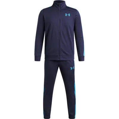 Under Armour Ua Rival Knit Tracksuit Boys In Navy/ether Blue