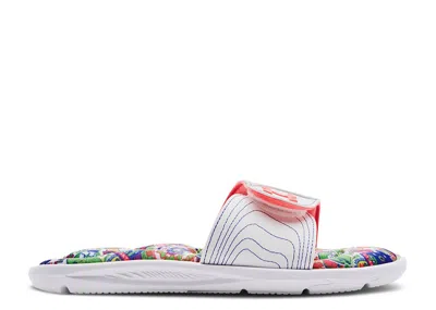 Under Armour Wmns Ignite 6 Graphic Footbed Slide 'white Blitz Red'