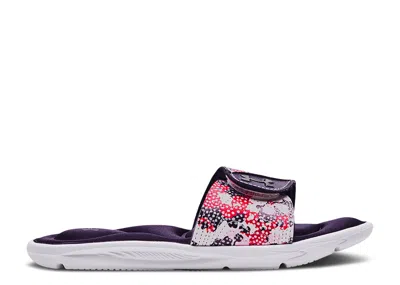 Under Armour Wmns Ignite 6 Graphic Strap Slide 'floral Camo' In Purple