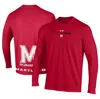 UNDER ARMOUR UNISEX UNDER ARMOUR  RED MARYLAND TERRAPINS 2024 ON-COURT BENCH UNITY PERFORMANCE LONG SLEEVE T-SHIR