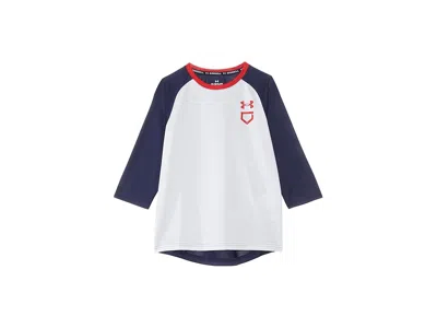 Under Armour Utility 3/4 Performance Shirt (big Kid) Boy's Clothing White/midnight Navy/red : Md (10-12 Big Kid),