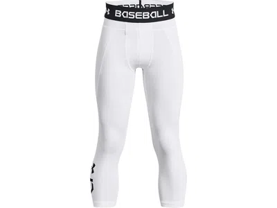 Under Armour Utility Pro 3/4 Sliders Boy's Shorts White/black : Xl (18-20 Big Kid), Mesh/polyester