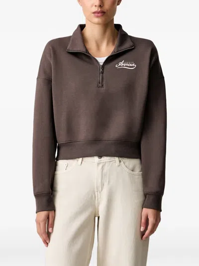 Under Armour Varsity Rival Fleece Logo-print Cropped Sweatshirt In Brown