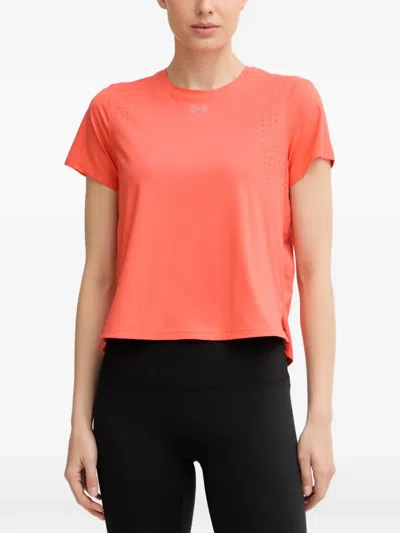 Under Armour Velociti Pro Perforated-detail Logo-print T-shirt In Orange