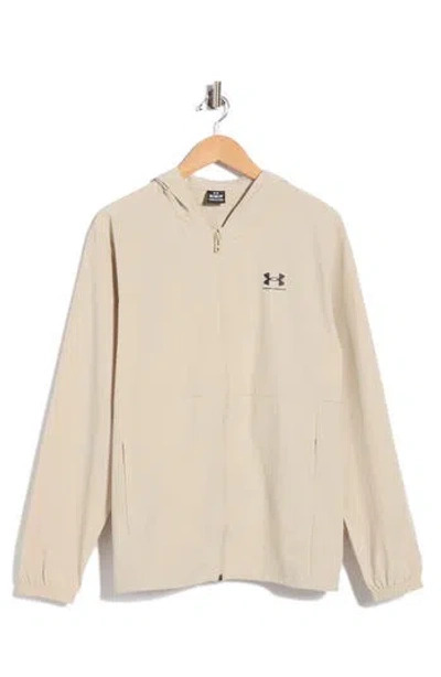 Under Armour Vibe Water Repellent Hooded Windbreaker Jacket In 289 Khaki Base