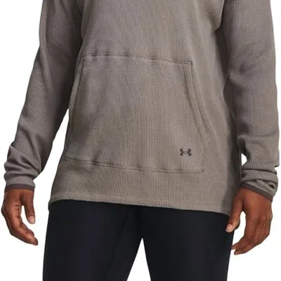 Under Armour Waffle Funnel Hoodie In Pewter/ash Taupe In Grey