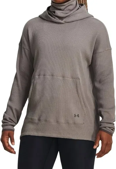 Under Armour Waffle Funnel Hoodie In Pewter/ash Taupe In Multi