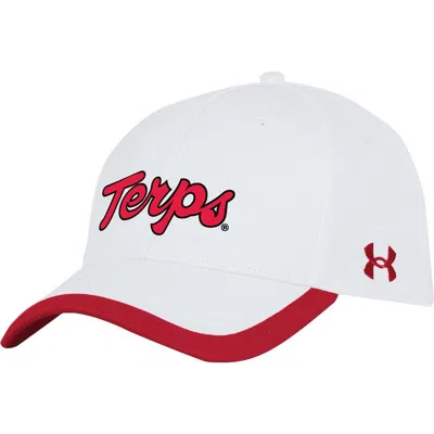 Under Armour White Maryland Terrapins Sideline Blitzing Accent Adjustable Hat