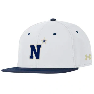 Under Armour White Navy Midshipmen Baseball Fitted Hat