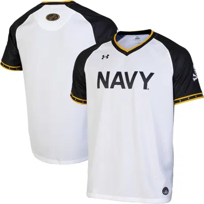 Under Armour White/navy Navy Midshipmen Replica Full-button Baseball Jersey
