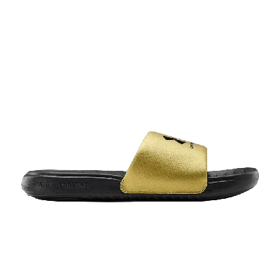 Pre-owned Under Armour Wmns Ansa Fixed Slides 'black Metallic Gold'