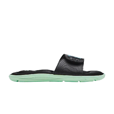 Pre-owned Under Armour Wmns Ignite 4 Graphic Strap Slide 'black Aqua Foam'